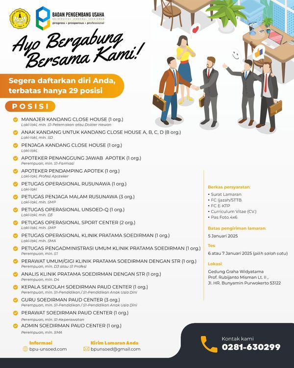 Informasi Rekrutmen Karyawan BPU Unsoed cover image